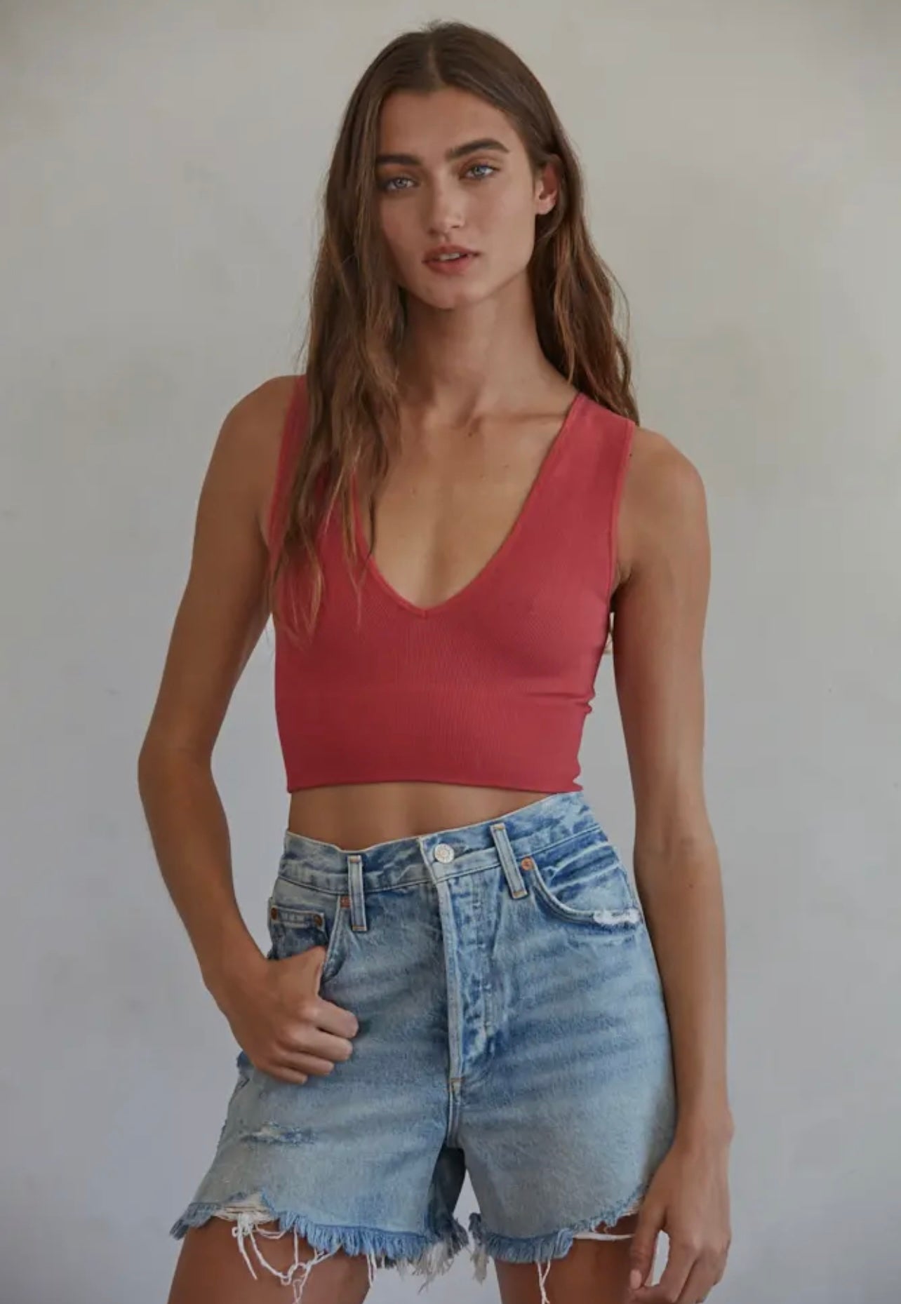 Finley Ribbed Seamless Plunge Tank