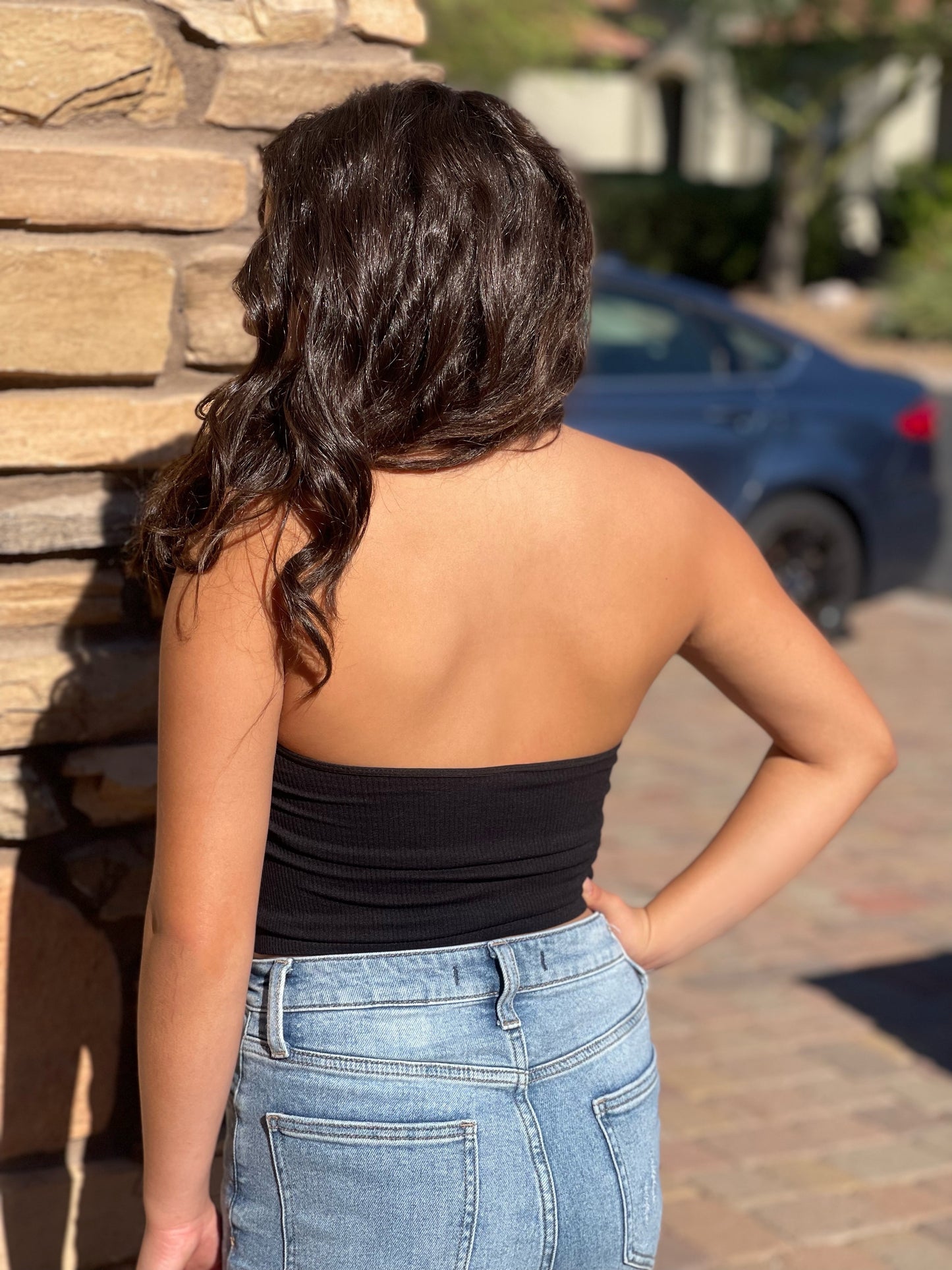 Black Seamless Halter Top