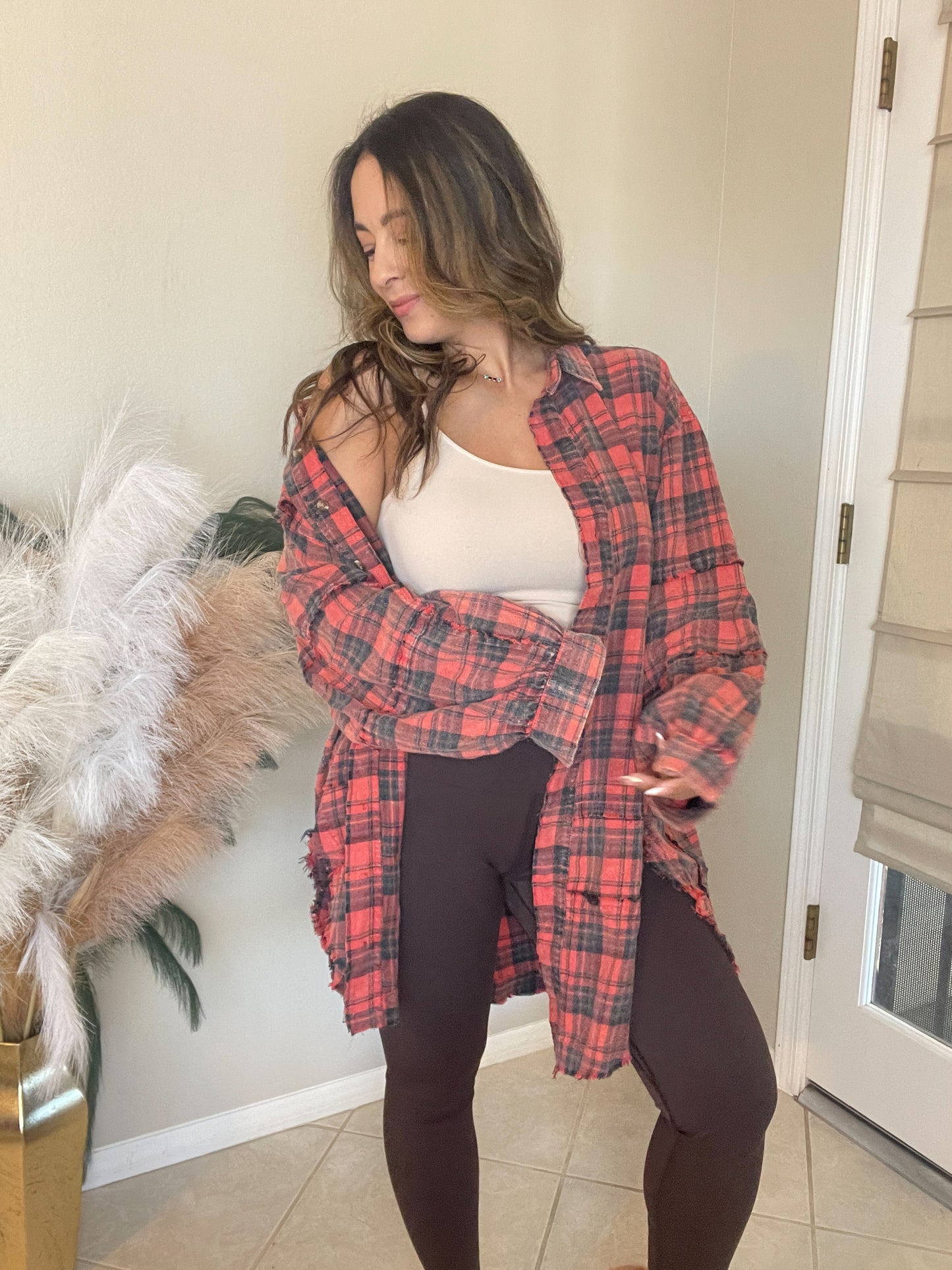 Pinkish Coral Tunic Flannel