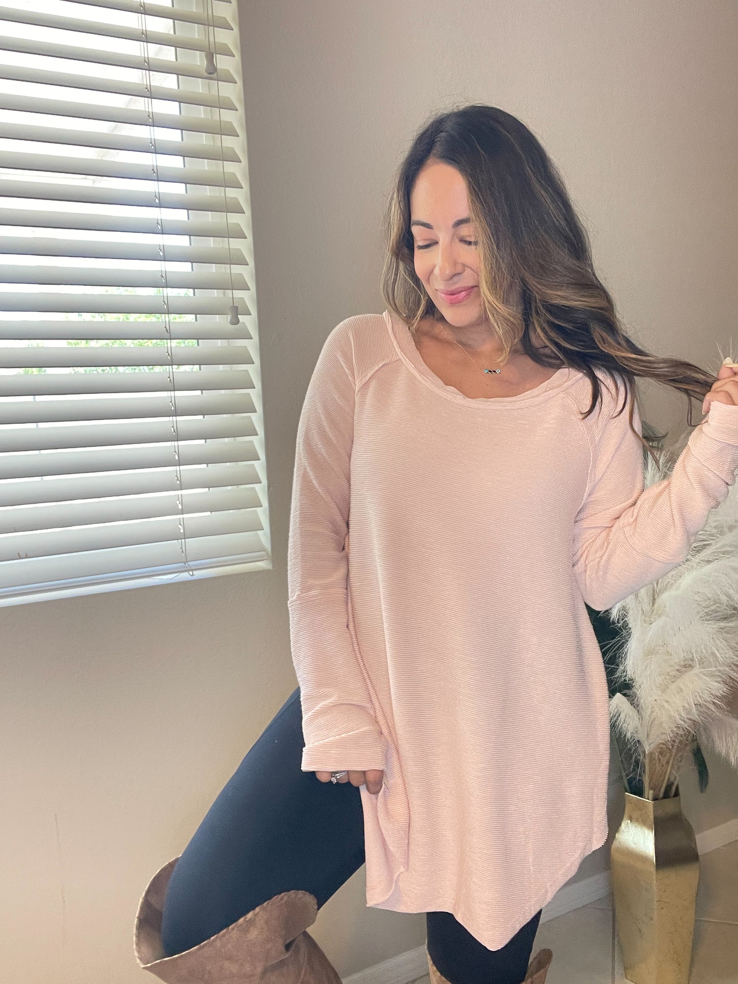 Peach Ribbed Tunic