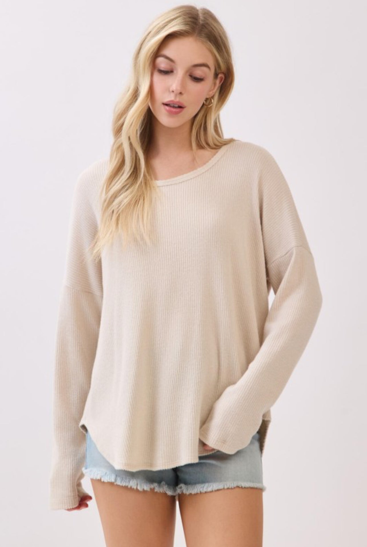 Brushed Ribbed Long Sleeve Top