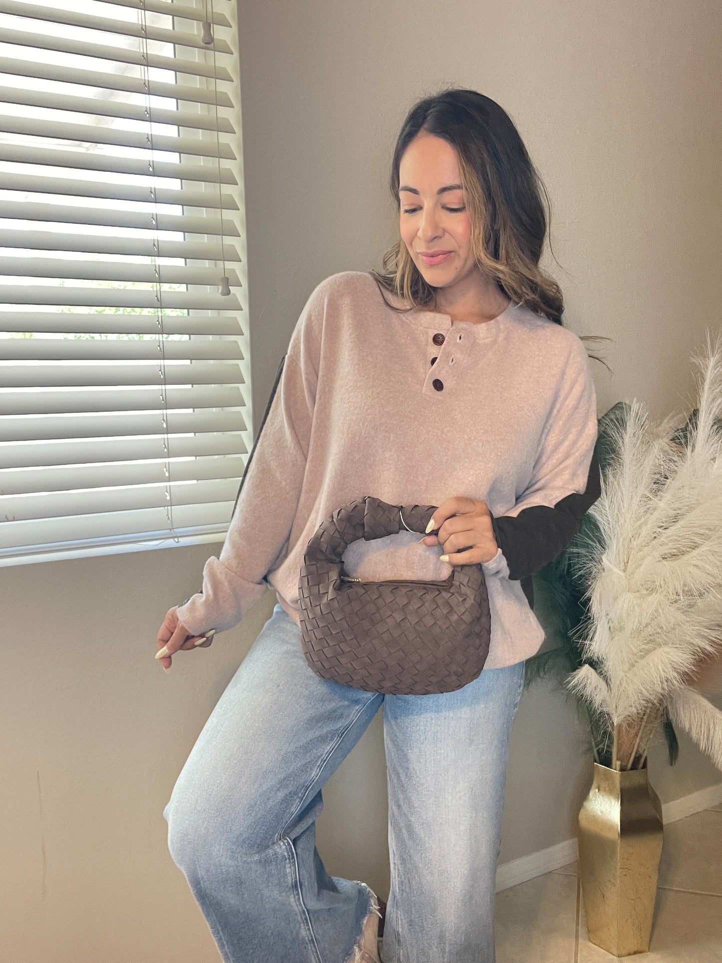 Brushed Two-Toned Pullover
