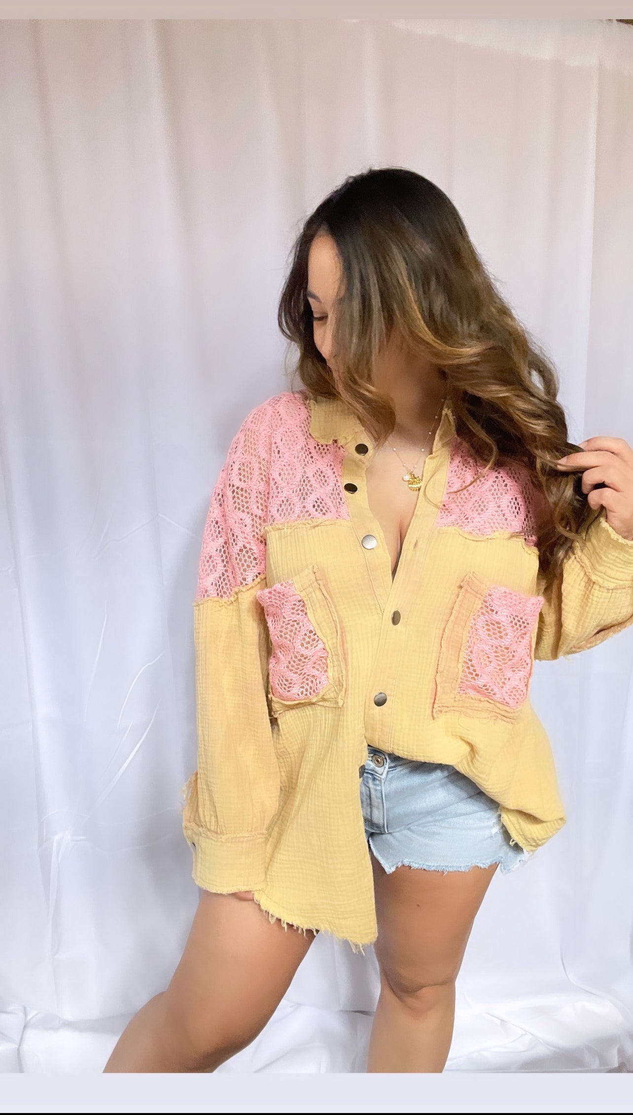 Oversized Contrast Open Knit Top