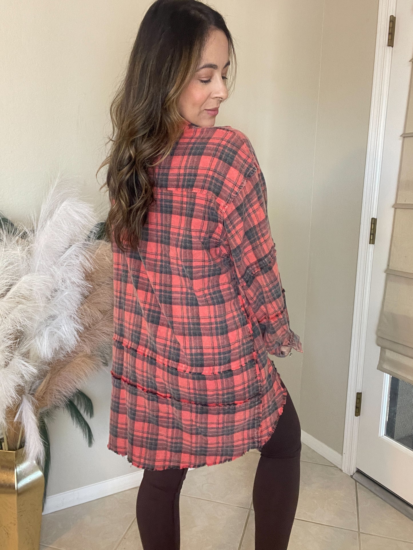 Pinkish Coral Tunic Flannel