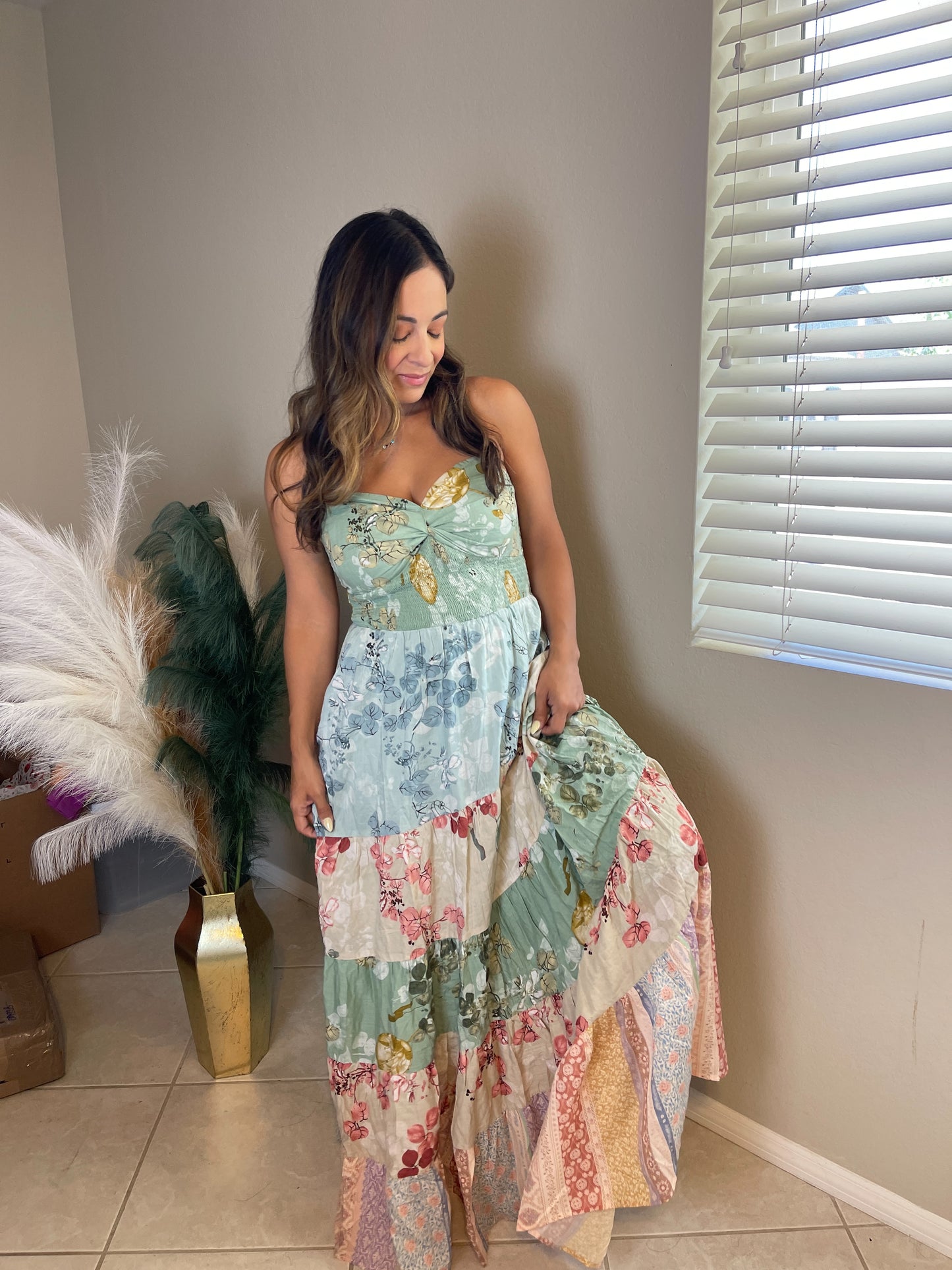 Meadow Breeze Floral Tiered Maxi