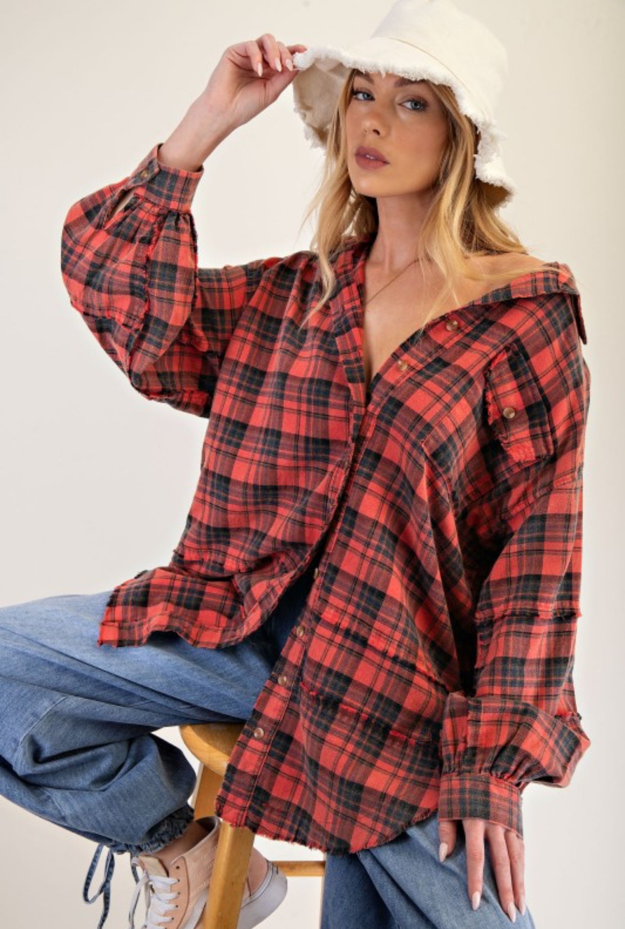 Pinkish Coral Tunic Flannel