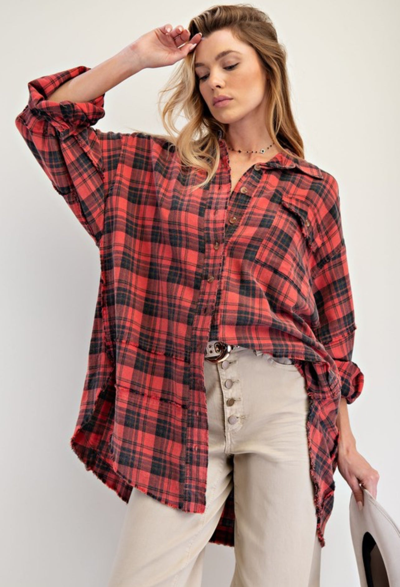 Pinkish Coral Tunic Flannel