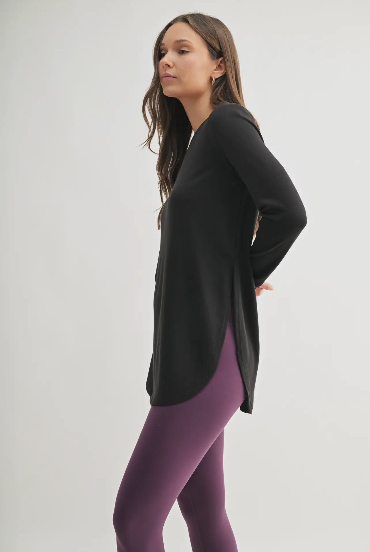 Long Sleeve Side Slit Top