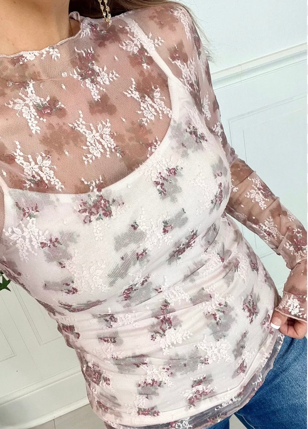 Fall Floral Lace Layering Top