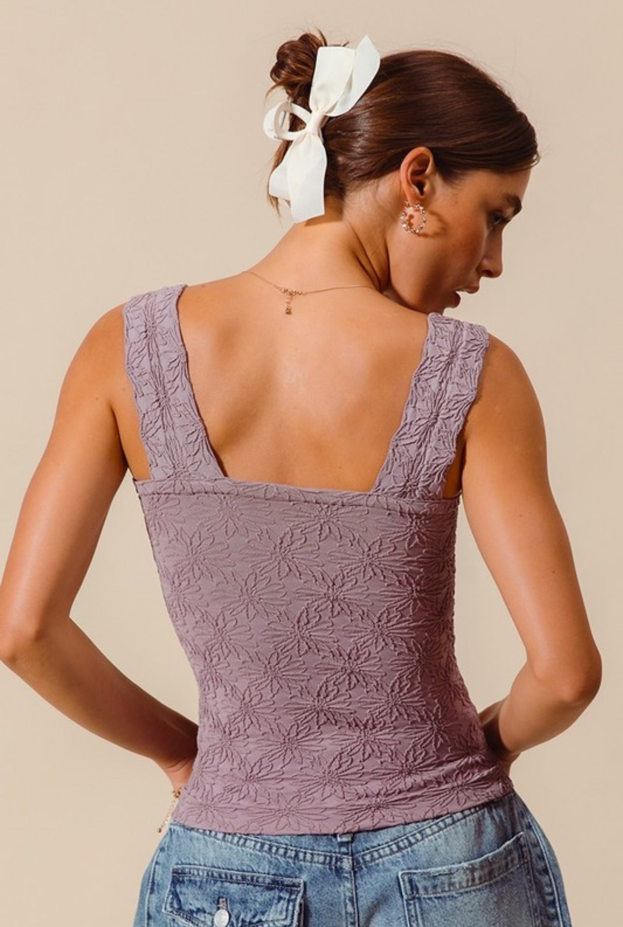 Floral Pattern Jacquard Tank
