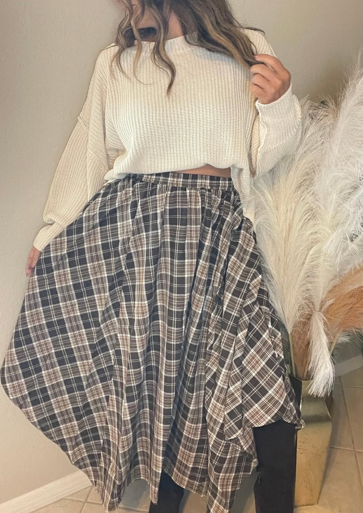 Asymmetrical Plaid Skirt