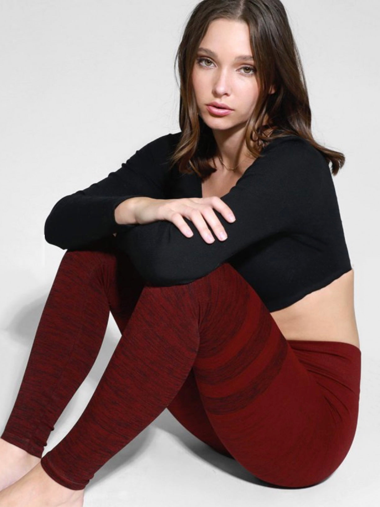 Burgundy Striped Leggings