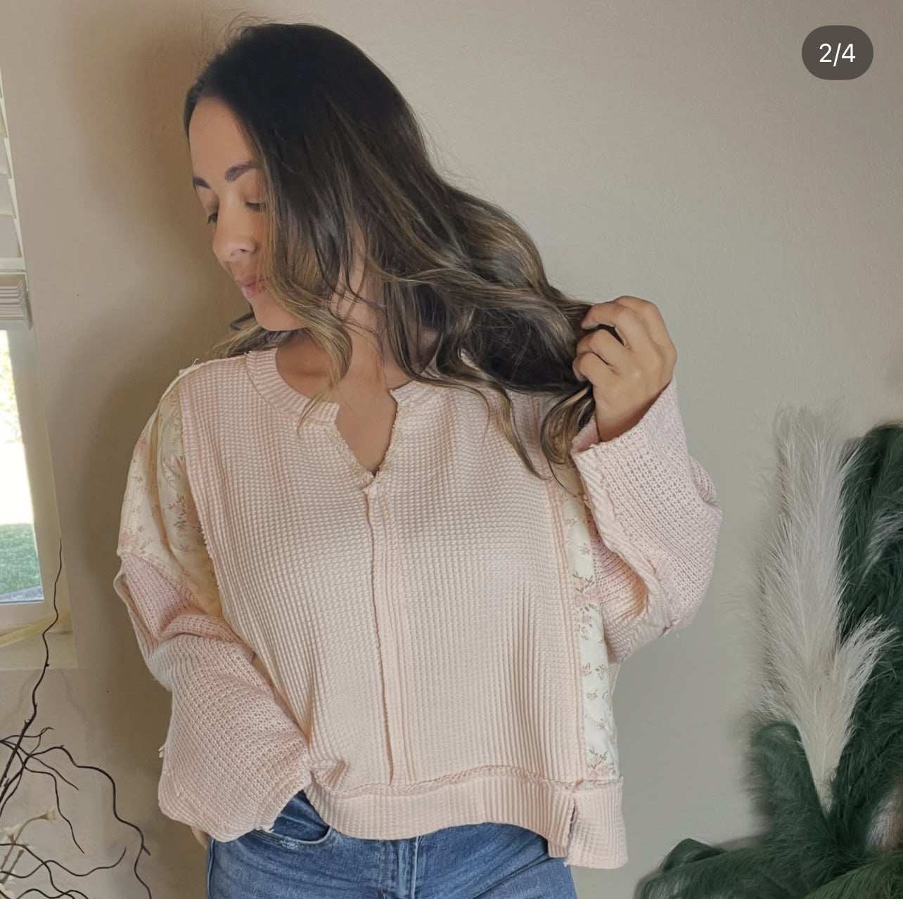 Oversized Pink Floral Top