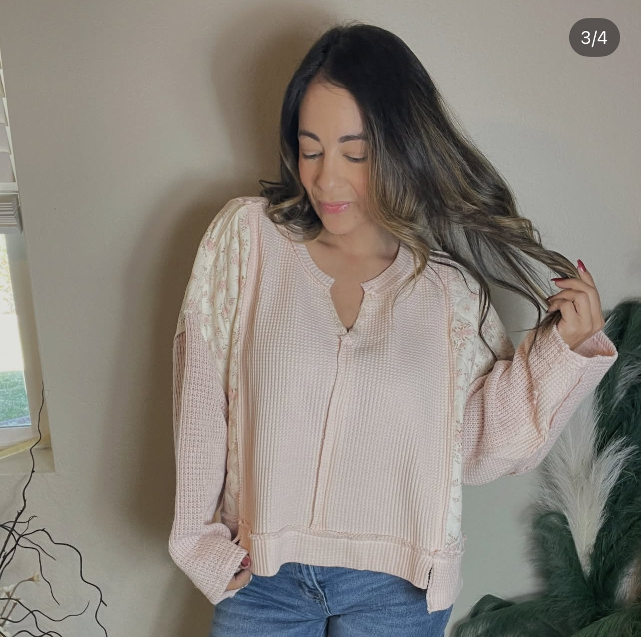 Oversized Pink Floral Top