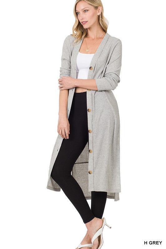 Ribbed Long Cardigan