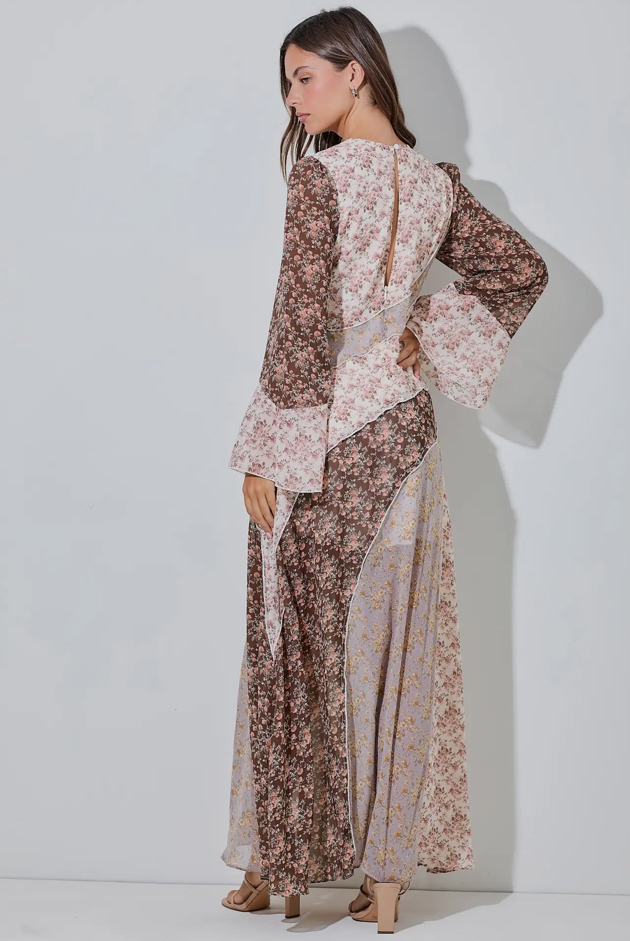 Floral Chiffon Ruffle Maxi Dress – Sunkissed Poppy