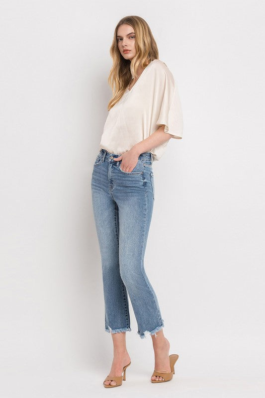 High Rise Crop Flare Jeans