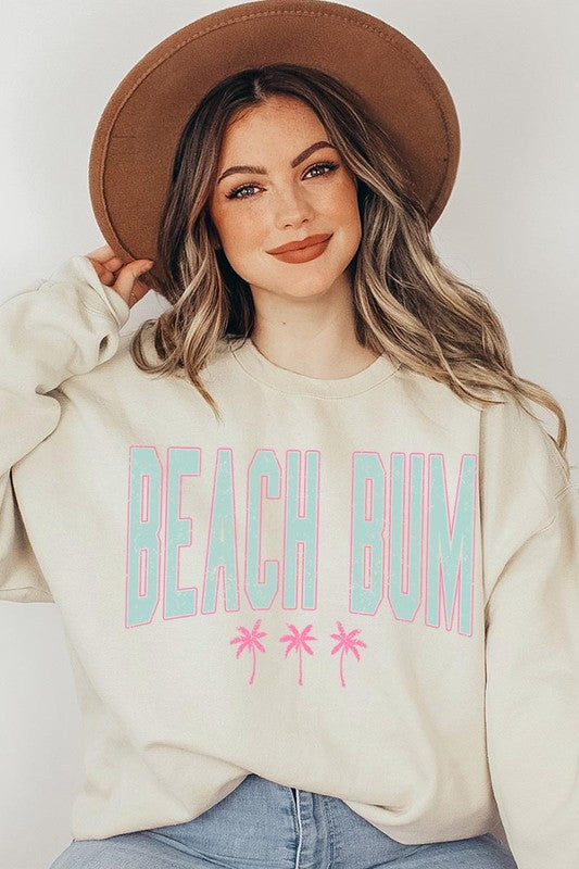 Beach Bum Oversized Graphic Fleece Sweatshirts