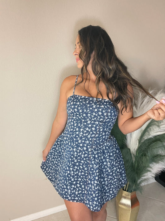 Denim Floral Dress