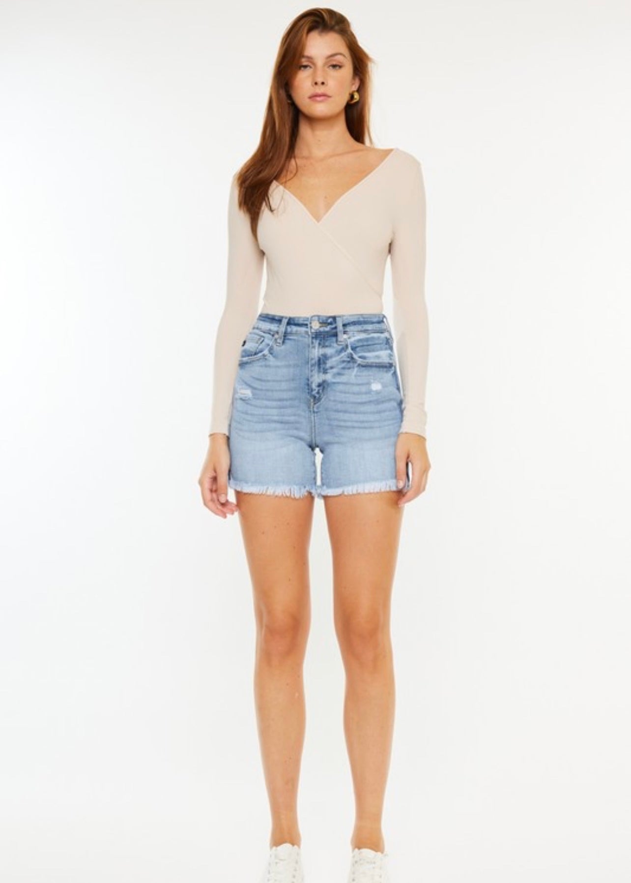 High Rise Fray Shorts