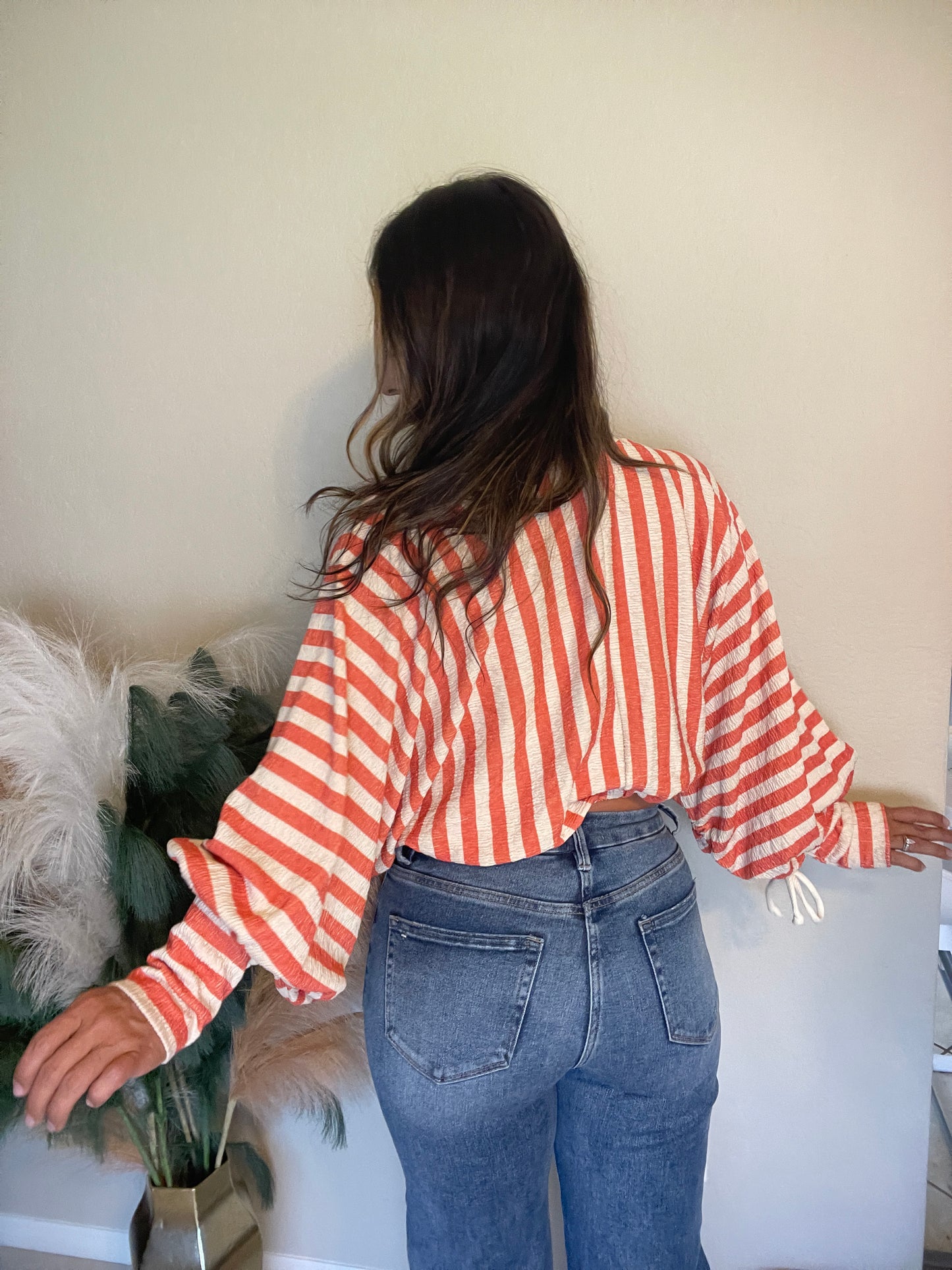 Orange Cream Striped Top