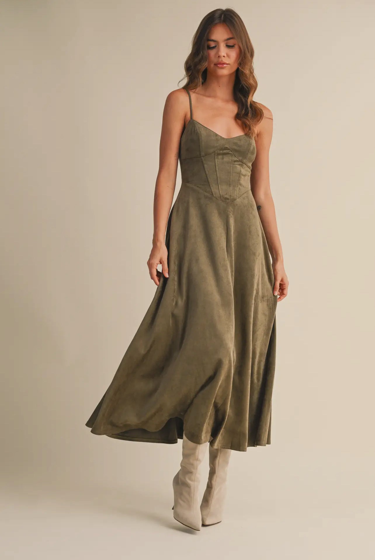 DOORBUSTER Suede Bustier Corset Dress