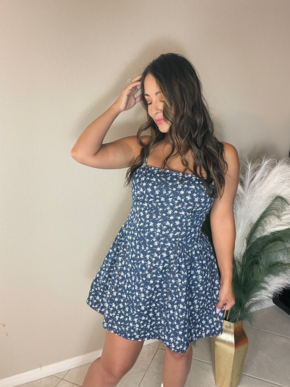 Denim Floral Dress