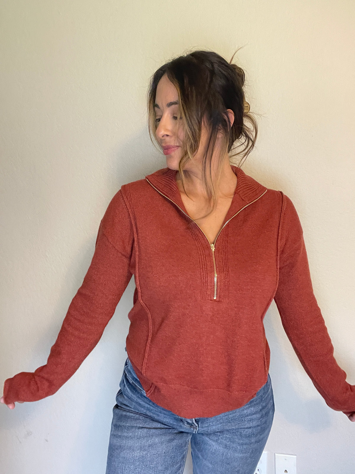 Viscose Quarter Zip Sweater