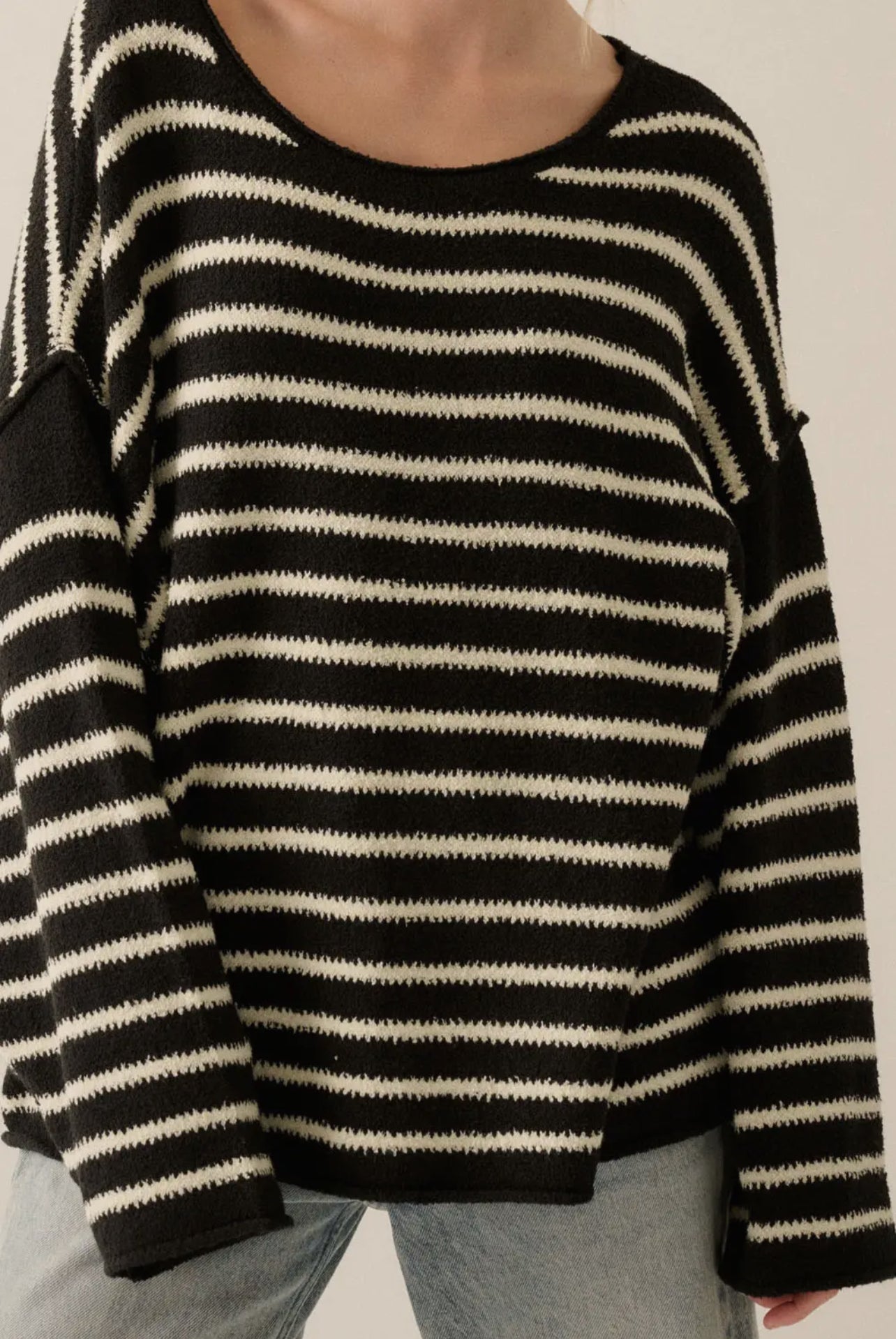 Striped Textured Knit Sweater
