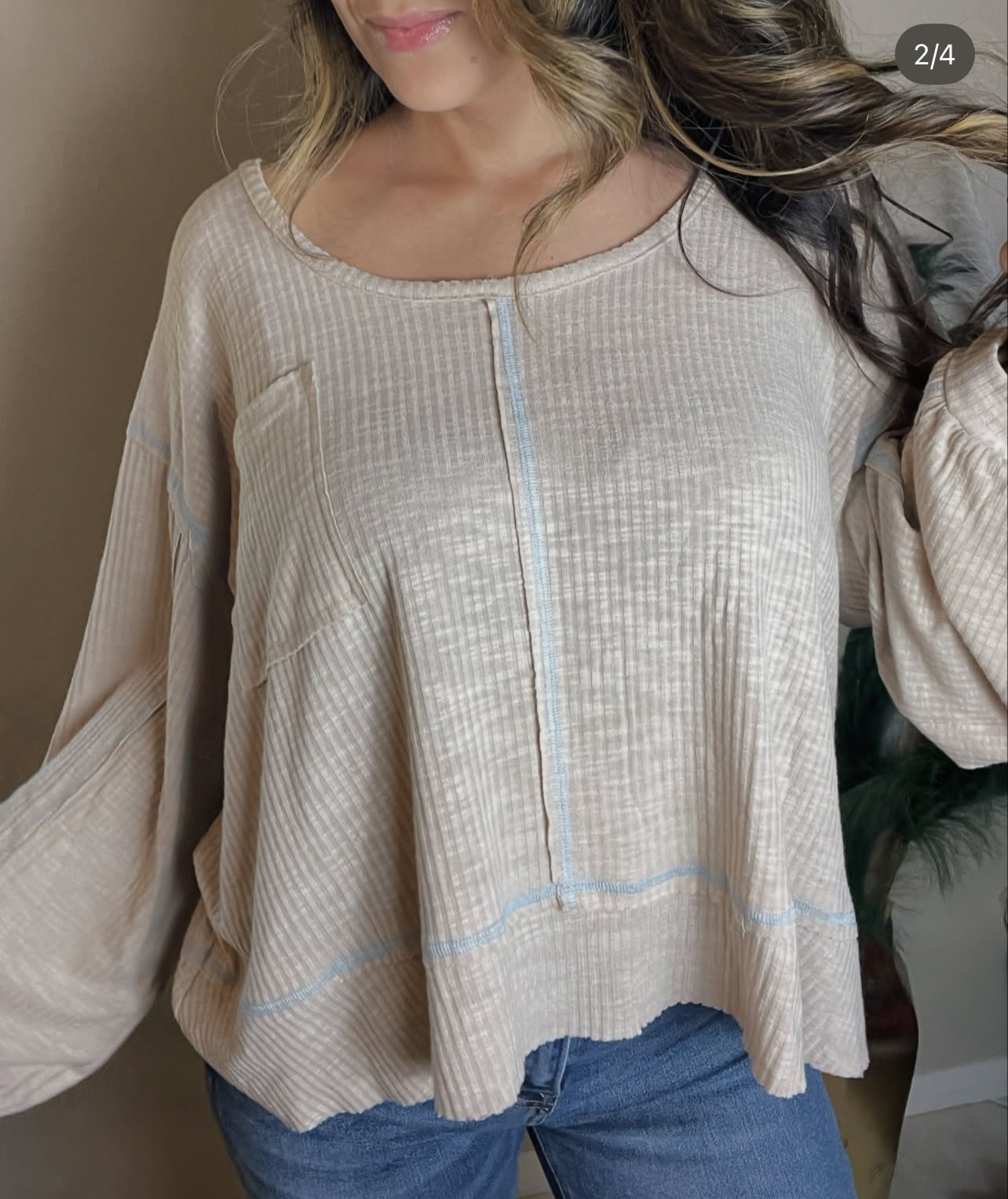 Contrast Stitch Top