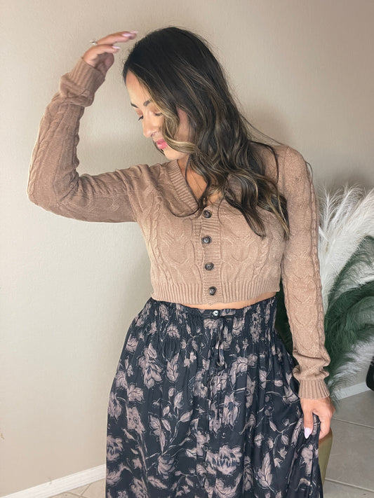 Cable Knit Crop Cardigan