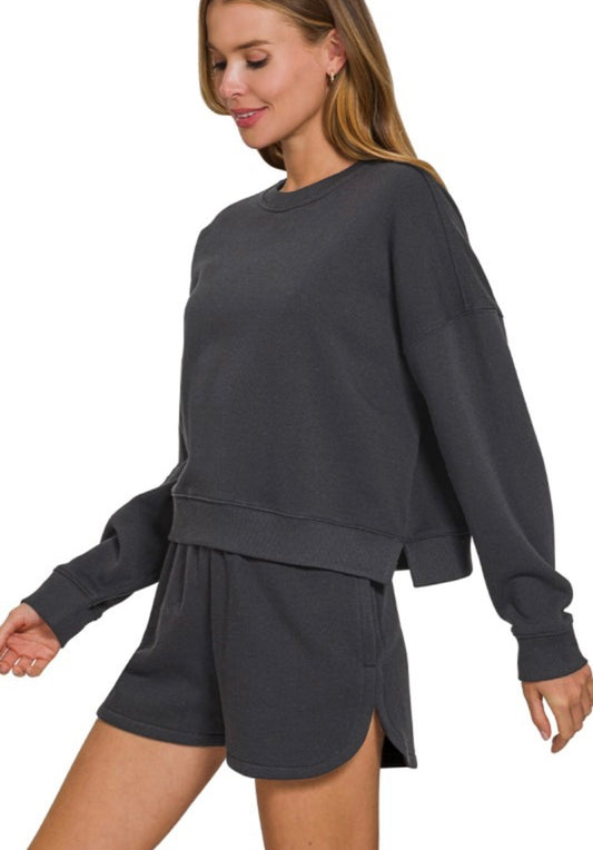 Fleece Sweatshirt and Shorts Set