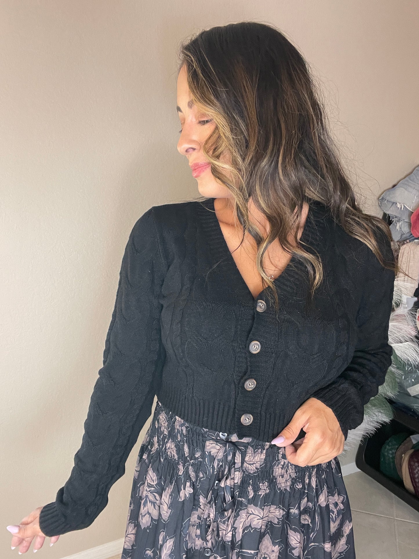 Cable Knit Crop Cardigan