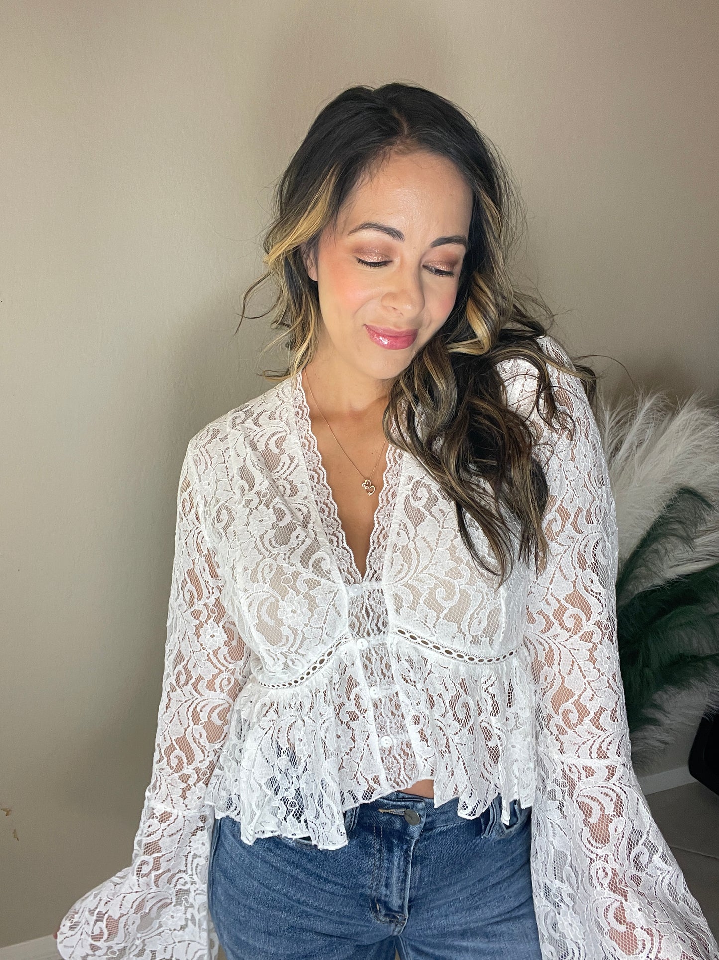 Lace Peplum Blouse