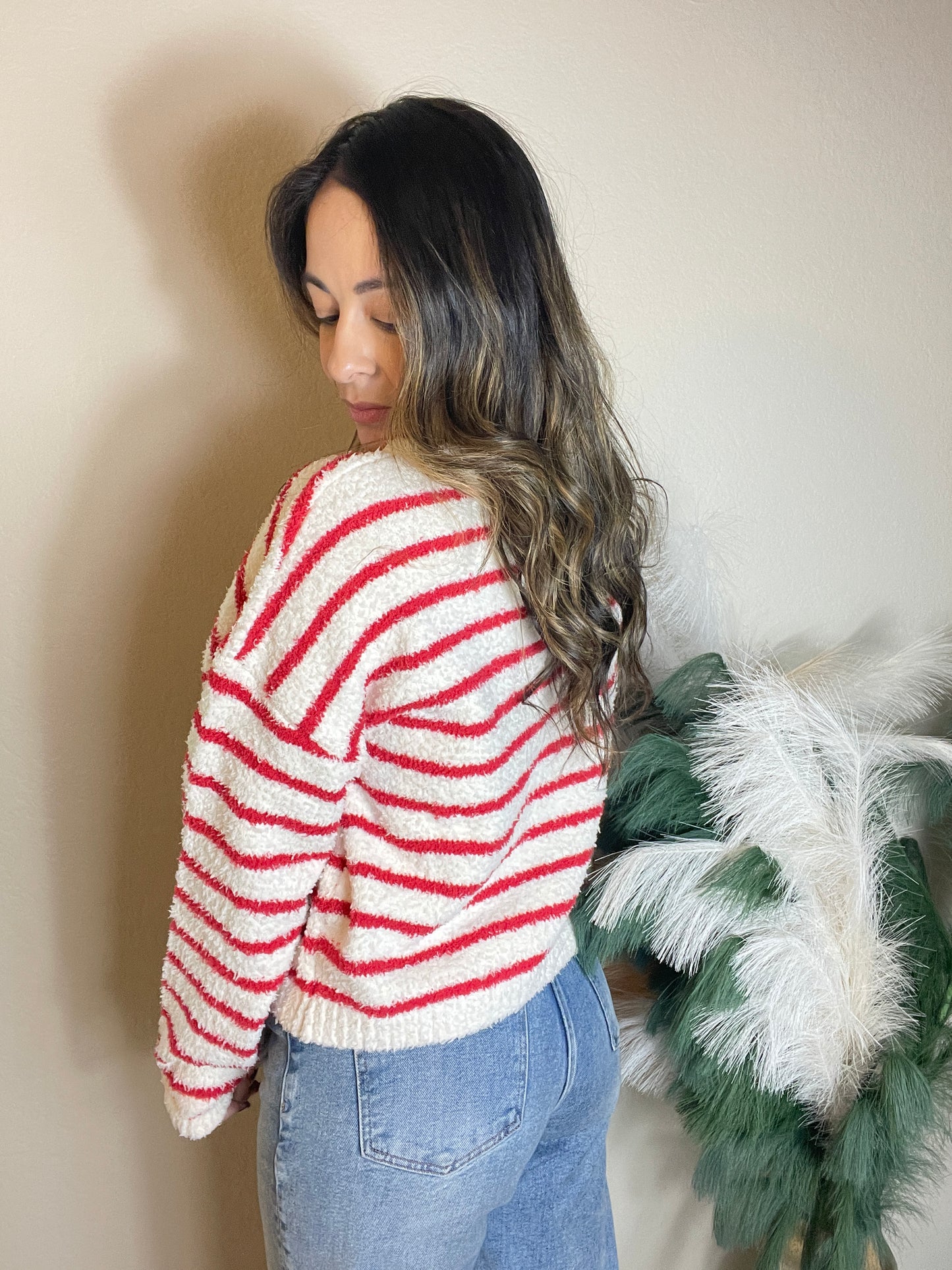 Plush Soft Striped Sweater Red - By BUTTERMELON