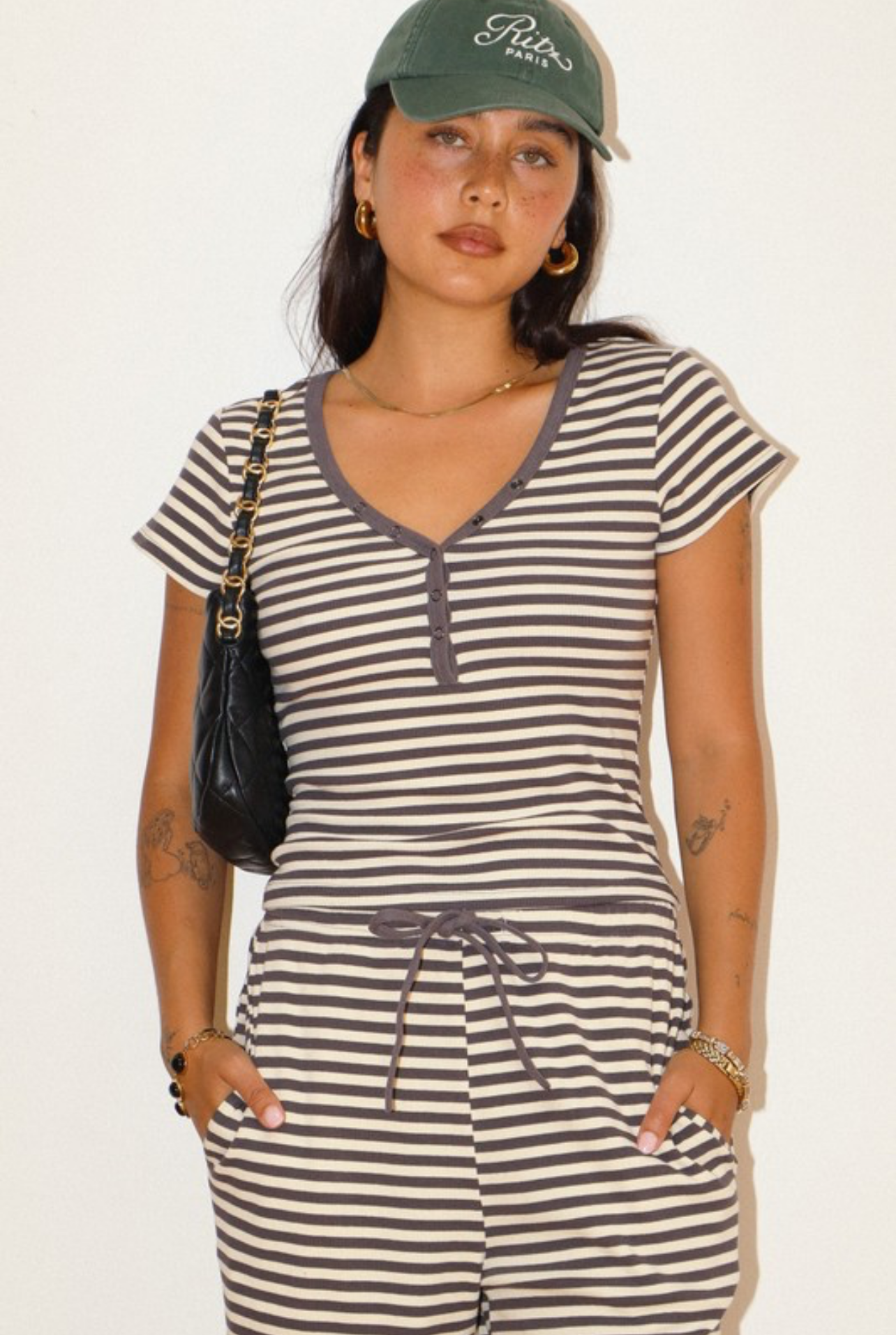 Charcoal Striped Lounge Set