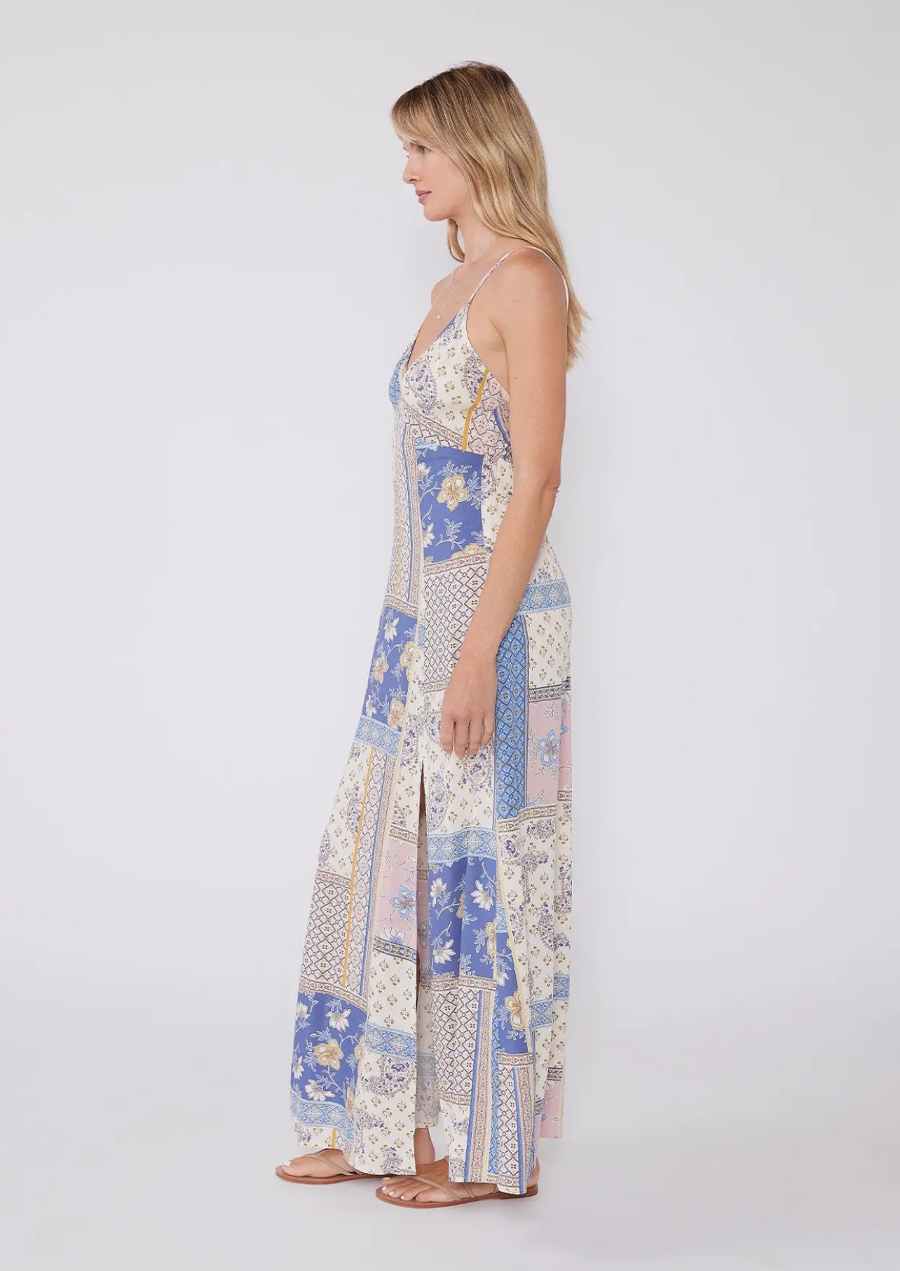 Floral Patchwork Slit Dress