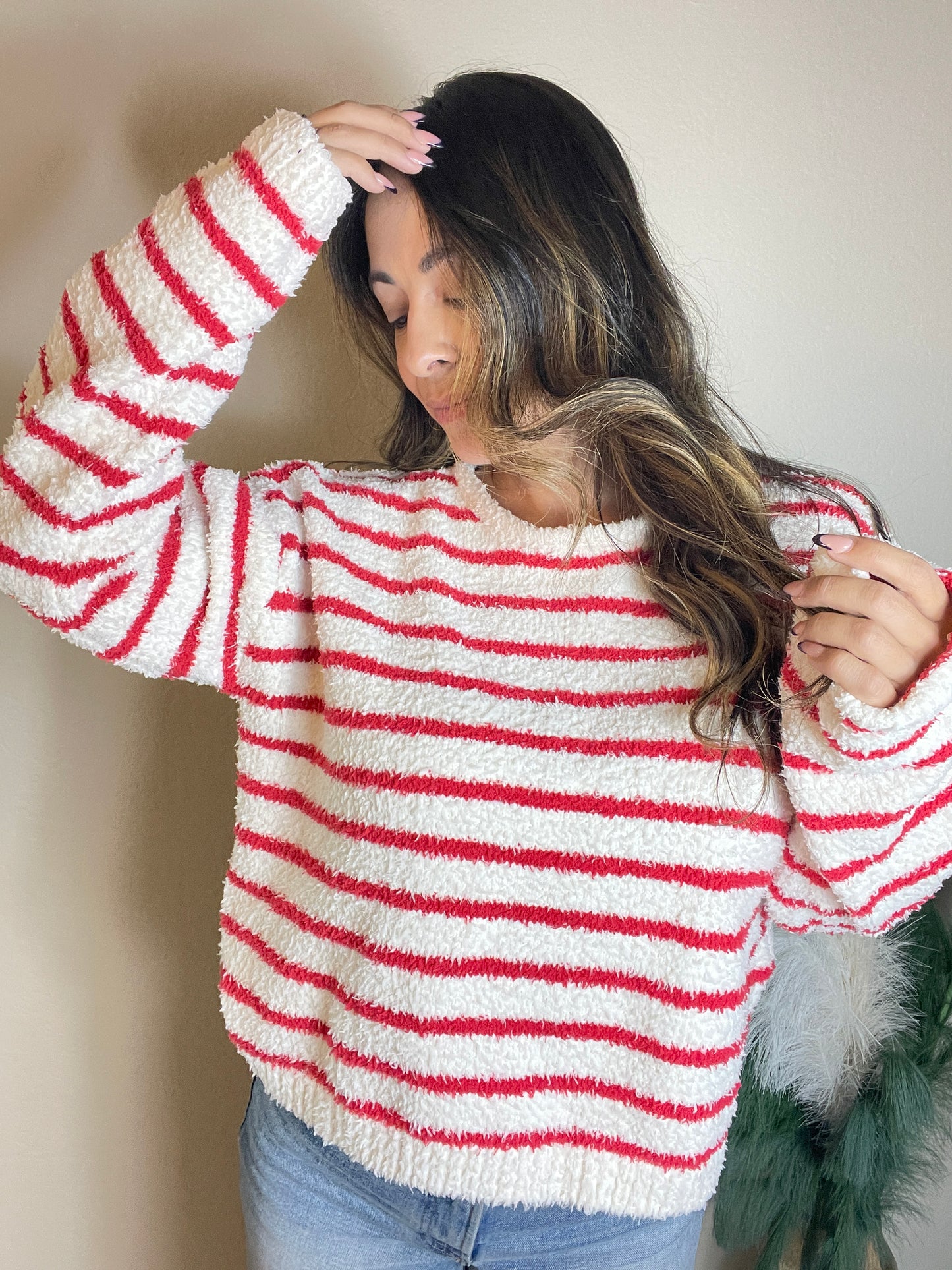 Plush Soft Striped Sweater Red - By BUTTERMELON