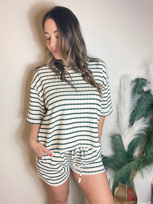 Striped Top and Shorts Set