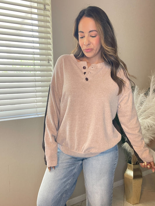 Brushed Two-Toned Pullover