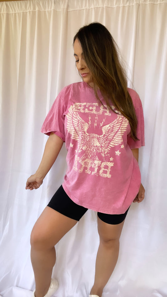 Pink Vintage Free Bird Graphic Tee