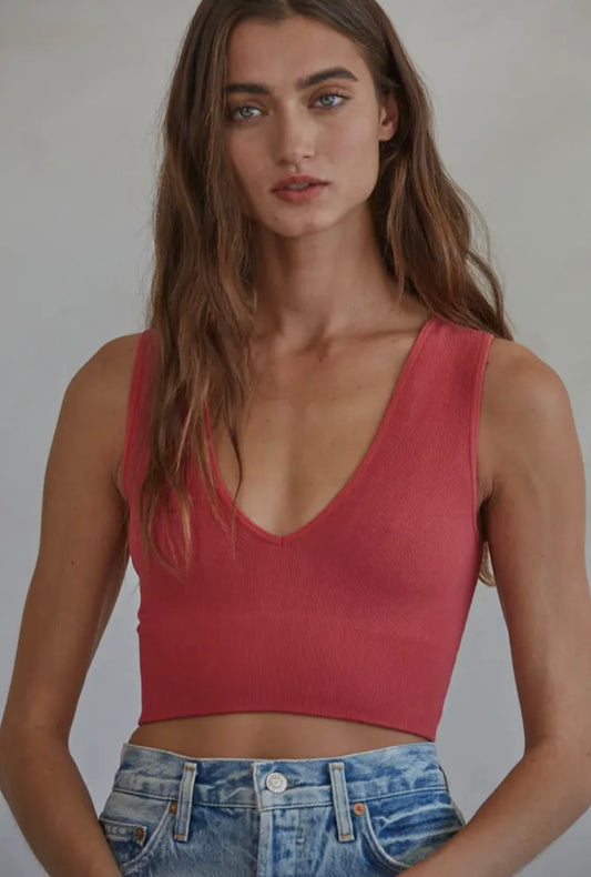 Finley Ribbed Seamless Plunge Tank