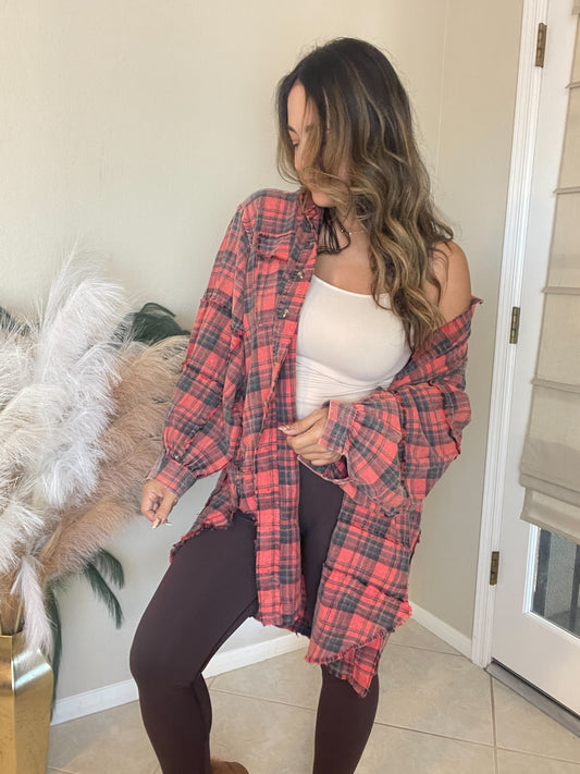 Pinkish Coral Tunic Flannel