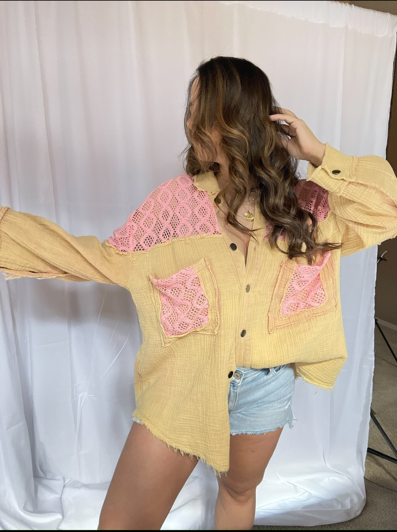 Oversized Contrast Open Knit Top