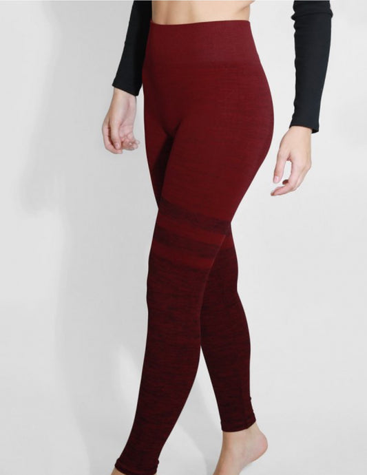 Burgundy Striped Leggings