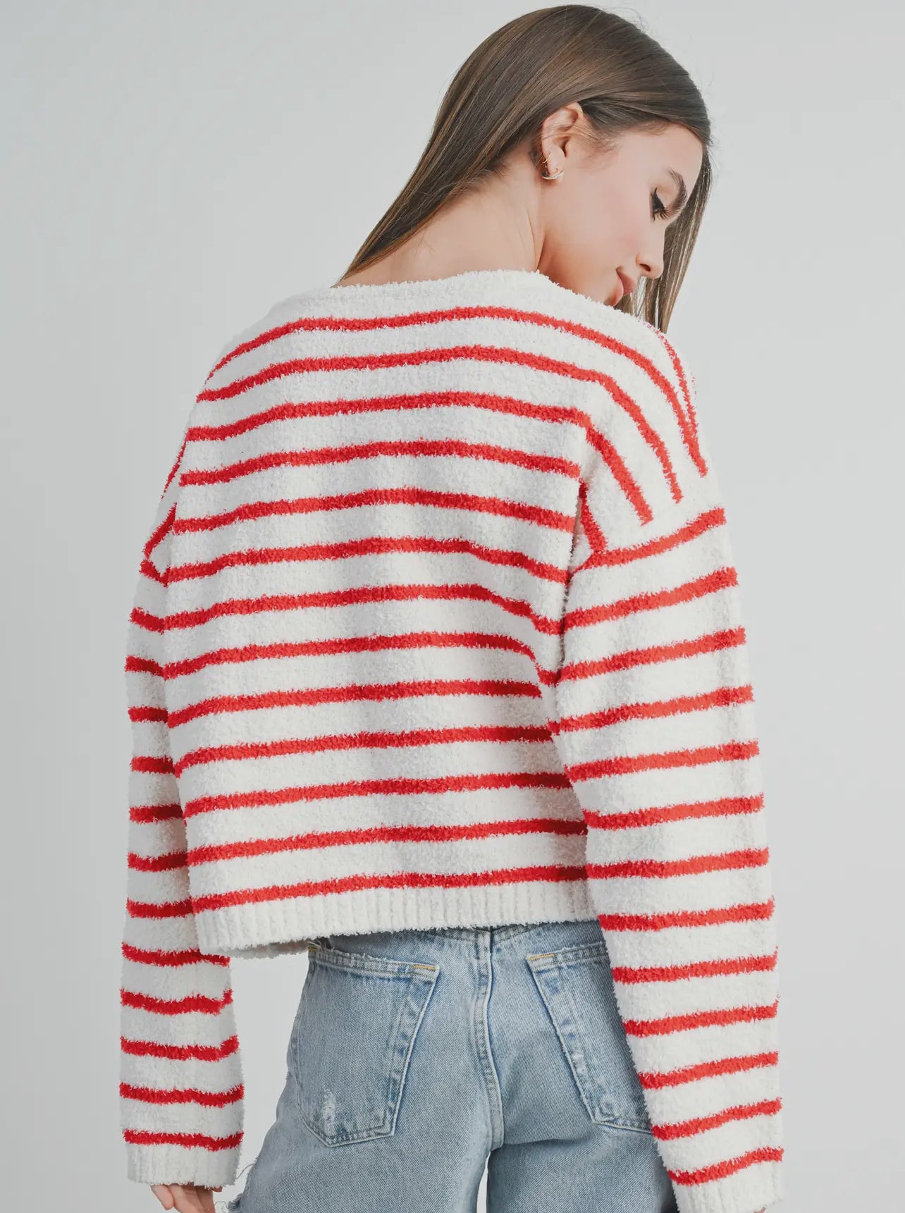 Plush Soft Striped Sweater Red - By BUTTERMELON