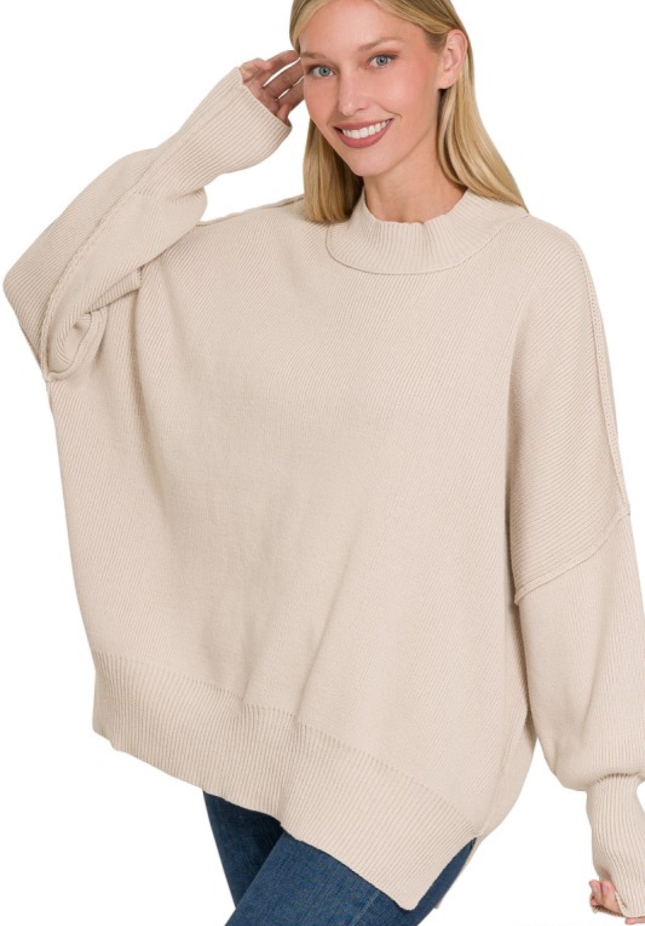 Side Slit Oversized Sweater