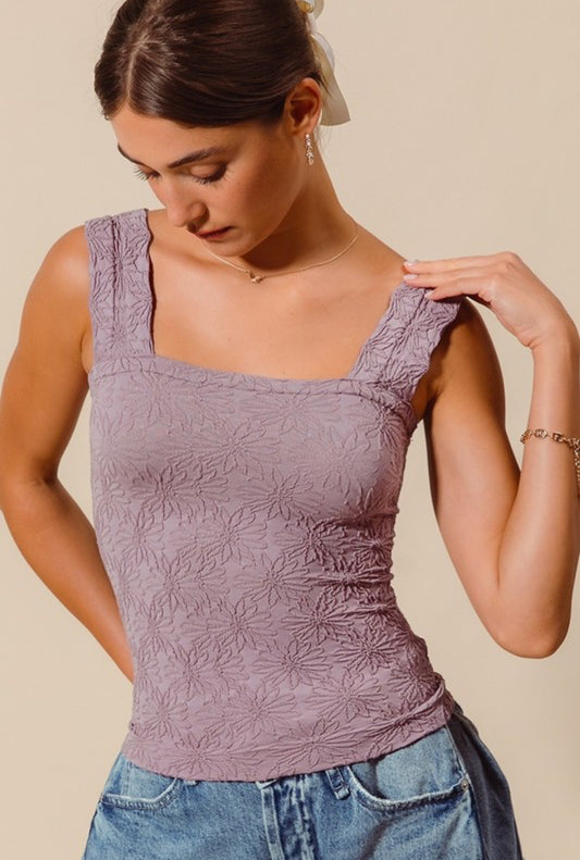 Floral Pattern Jacquard Tank