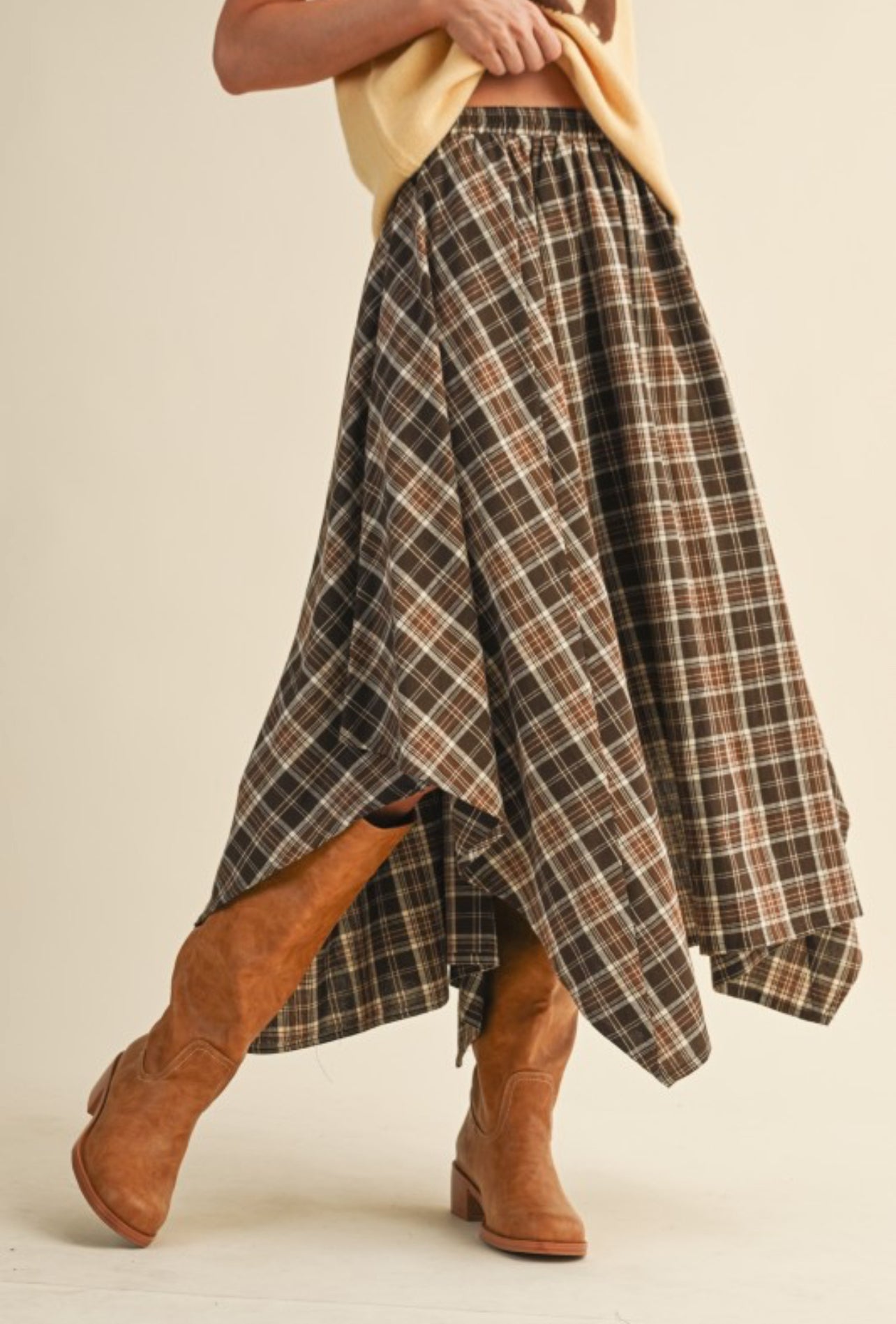 Asymmetrical Plaid Skirt