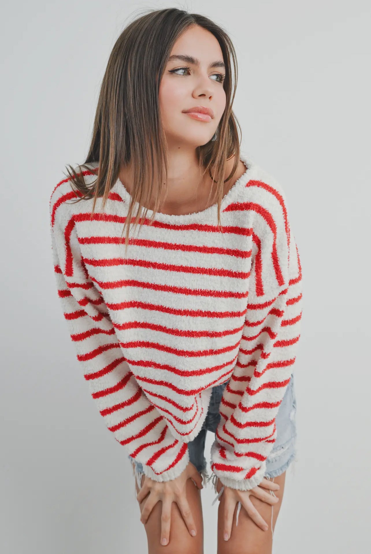 Plush Soft Striped Sweater Red - By BUTTERMELON